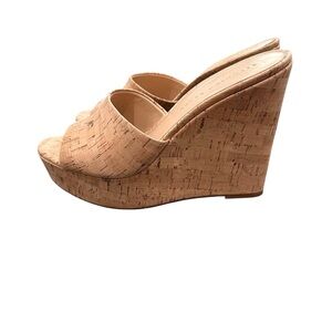 NWOT Veronica Beard Tan Cork Wedge Sandals Women's 8.5
